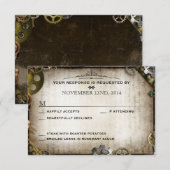 Steampunkはビクトリアンな結婚RSVPの応答を連動させます 出欠カード (正面/裏面)