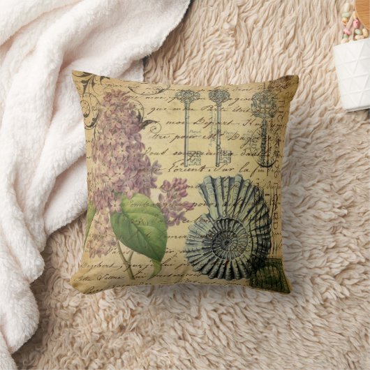 steampunkはフランスのな植物の紫色の薄紫を調整します クッション (ブランケット)