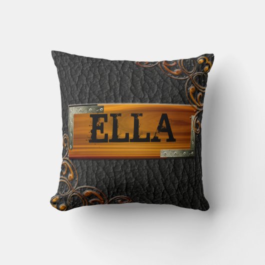 Steampunkは革ネームプレートをカスタマイズ クッション (正面)