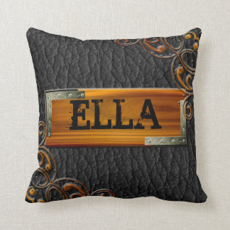 Steampunkは革ネームプレートをカスタマイズ クッション
