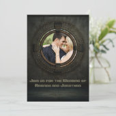 Steampunkをテーマ結婚にした追加フォト招待状 招待状 (スタンド正面)