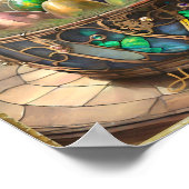 Steampunkイースターバニーカラフルと卵のバスケット ポスター (角)