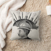Steampunkエジソンの電気の電球の枕 クッション (ブランケット)