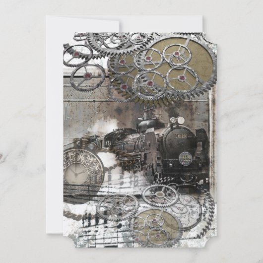 Steampunkエンジンは結婚式招待状を連動させます 招待状 (正面)