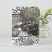 Steampunkエンジンは結婚式招待状を連動させます 招待状 (スタンド正面)