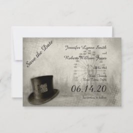 Steampunkカーニバルトップハット結婚式の日付を救う セーブザデート