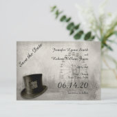 Steampunkカーニバルトップハット結婚式の日付を救う セーブザデート (スタンド正面)