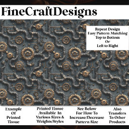 SteampunkギアとパイプのネットワークBL8 Decopage 薄葉紙