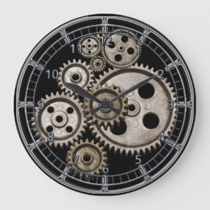 steampunkギアはエンジンヴィンテージ機の時計をコグ ラージ壁時計