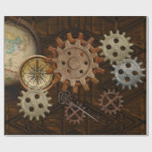 SteampunkギアオンCoppery-look Geometricデザイン ラッピングペーパー (フラット)