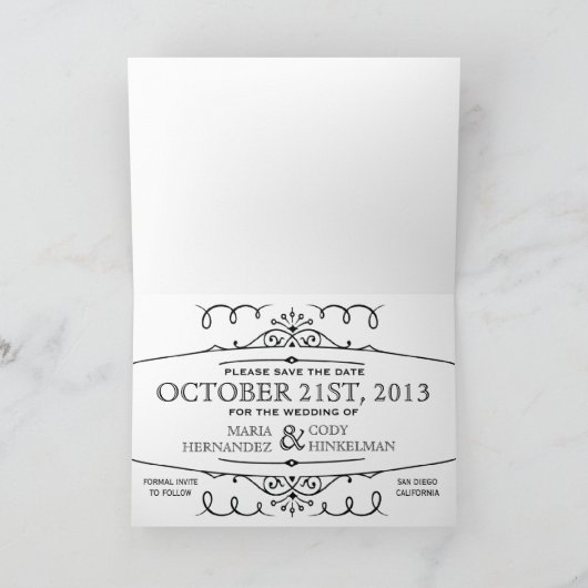 Steampunkギアビクトリアン日付カードの保存 案内状 (内部)