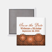 Steampunkギア日付磁石、オレンジを保存 マグネット (正面/裏面)