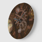 Steampunkギア、グローブ、コンパスアートワーク ラージ壁時計 (傾斜)