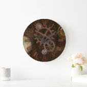 Steampunkギア、グローブ、コンパスアートワーク ラージ壁時計 (ホーム)