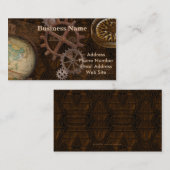 Steampunkギア、グローブ、コンパスアートワーク 名刺 (正面/裏面)