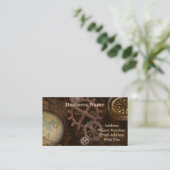 Steampunkギア、グローブ、コンパスアートワーク 名刺 (スタンド正面)