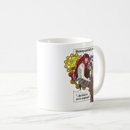 Steampunkサリーのマグ コーヒーマグカップ (正面右)