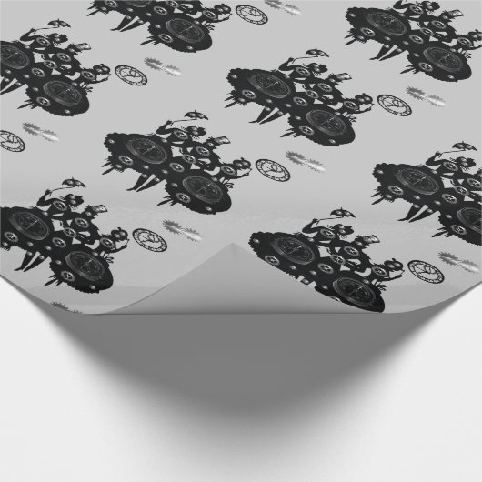 Steampunkシルエットの処理 ラッピングペーパー (角)