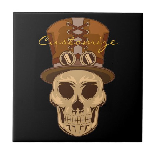 Steampunkスカルイントップハットサンダーコーブ タイル (正面)