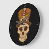 Steampunkスカルイントップハットサンダーコーブ ラージ壁時計 (傾斜)