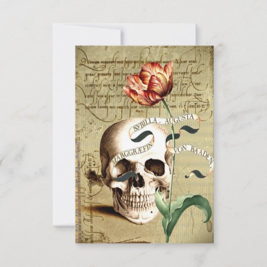 Steampunkスカル書フローラのハロウィーン3.5インチx 5インチ 招待状 (正面)