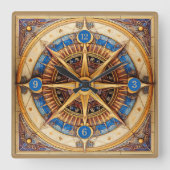 Steampunkタロット星型#1 ID1081 スクエア壁時計 (正面)