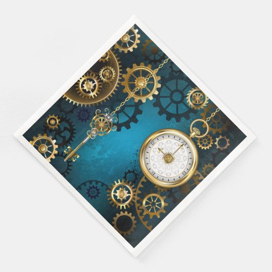 Steampunkターコイズ背景(ギア) (コーナー)