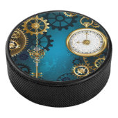 Steampunkターコイズ背景(ギア) アイスホッケーパック (3/4)