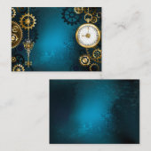 Steampunkターコイズ背景(ギア) アドバイスカード (正面/裏面)