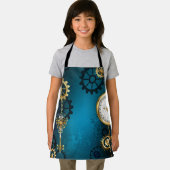 Steampunkターコイズ背景(ギア) エプロン (インサイチュ)