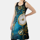 Steampunkターコイズ背景(ギア) エプロン (インサイチュ)
