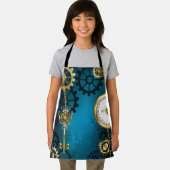 Steampunkターコイズ背景(ギア) エプロン (インサイチュ)