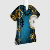 Steampunkターコイズ背景(ギア) オーナメント (正面)