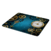 Steampunkターコイズ背景(ギア) カッティングボード (角)