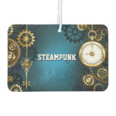 Steampunkターコイズ背景(ギア) カーエアーフレッシュナー (裏面)