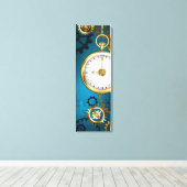 Steampunkターコイズ背景(ギア) キャンバスプリント (インサイチュ (ウッドフロア))