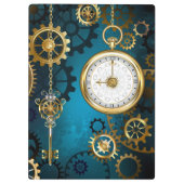 Steampunkターコイズ背景(ギア) クリップボード (裏面)