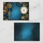 Steampunkターコイズ背景(ギア) コーリングカード (正面/裏面)