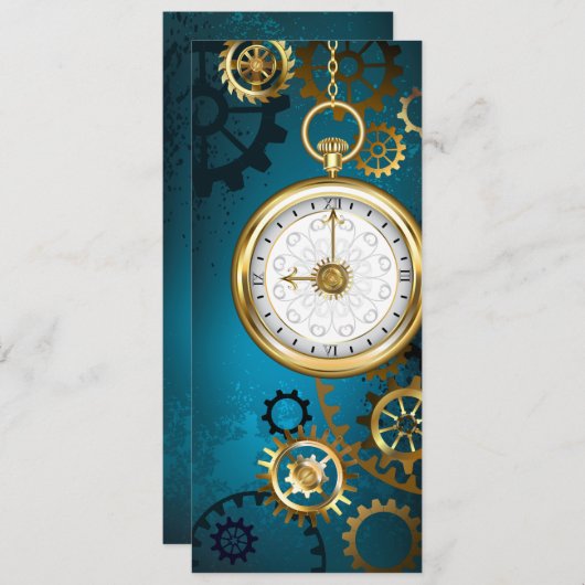 Steampunkターコイズ背景(ギア) シーズンカード (正面/裏面)