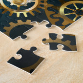 Steampunkターコイズ背景(ギア) ジグソーパズル (側面)