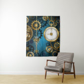 Steampunkターコイズ背景(ギア) タペストリー (インサイチュ)