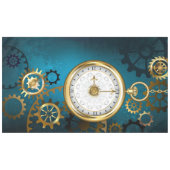 Steampunkターコイズ背景(ギア) テーブルクロス (正面(横))