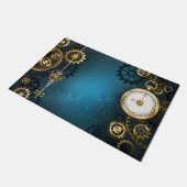 Steampunkターコイズ背景(ギア) ドアマット (アングル)