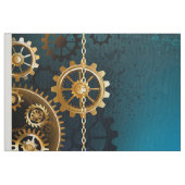 Steampunkターコイズ背景(ギア) ファブリック (ファットクウォーター)