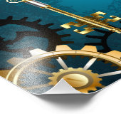 Steampunkターコイズ背景(ギア) フォトプリント (角)