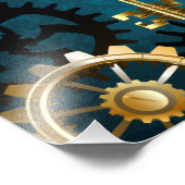 Steampunkターコイズ背景(ギア) フォトプリント (角)