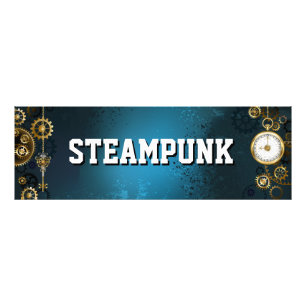 Steampunkターコイズ背景(ギア) フォトプリント