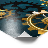 Steampunkターコイズ背景(ギア) フォトプリント (角)