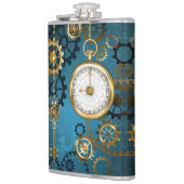 Steampunkターコイズ背景(ギア) フラスク (左)