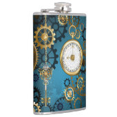 Steampunkターコイズ背景(ギア) フラスク (右)